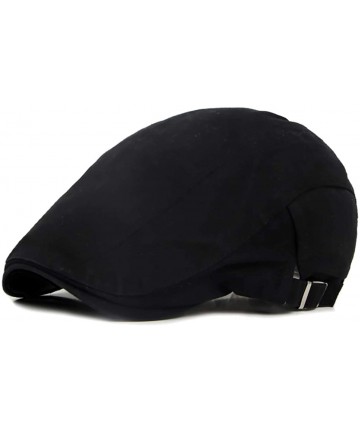 Newsboy Caps Cotton Newsboy Caps Mens - Beret Cabbie Plain Flat Ivy Hat - Black - C718Q2SDL87 $13.12