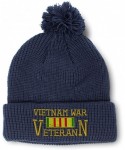 Skullies & Beanies Winter Pom Pom Beanie Men & Women Vietnam Veteran War A Embroidery Skull Cap Hat - Navy - C518A00MTHW $18.81