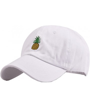 Baseball Caps Pineapple Distressed Baseball Cap Dad Hat Women Men - White - C818GZ9HWDZ $14.44