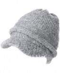 Newsboy Caps Wool Knitted Visor Beanie Winter Hat for Women Newsboy Cap Warm Soft Lined - 99733_grey - C918KIMMUGL $17.76