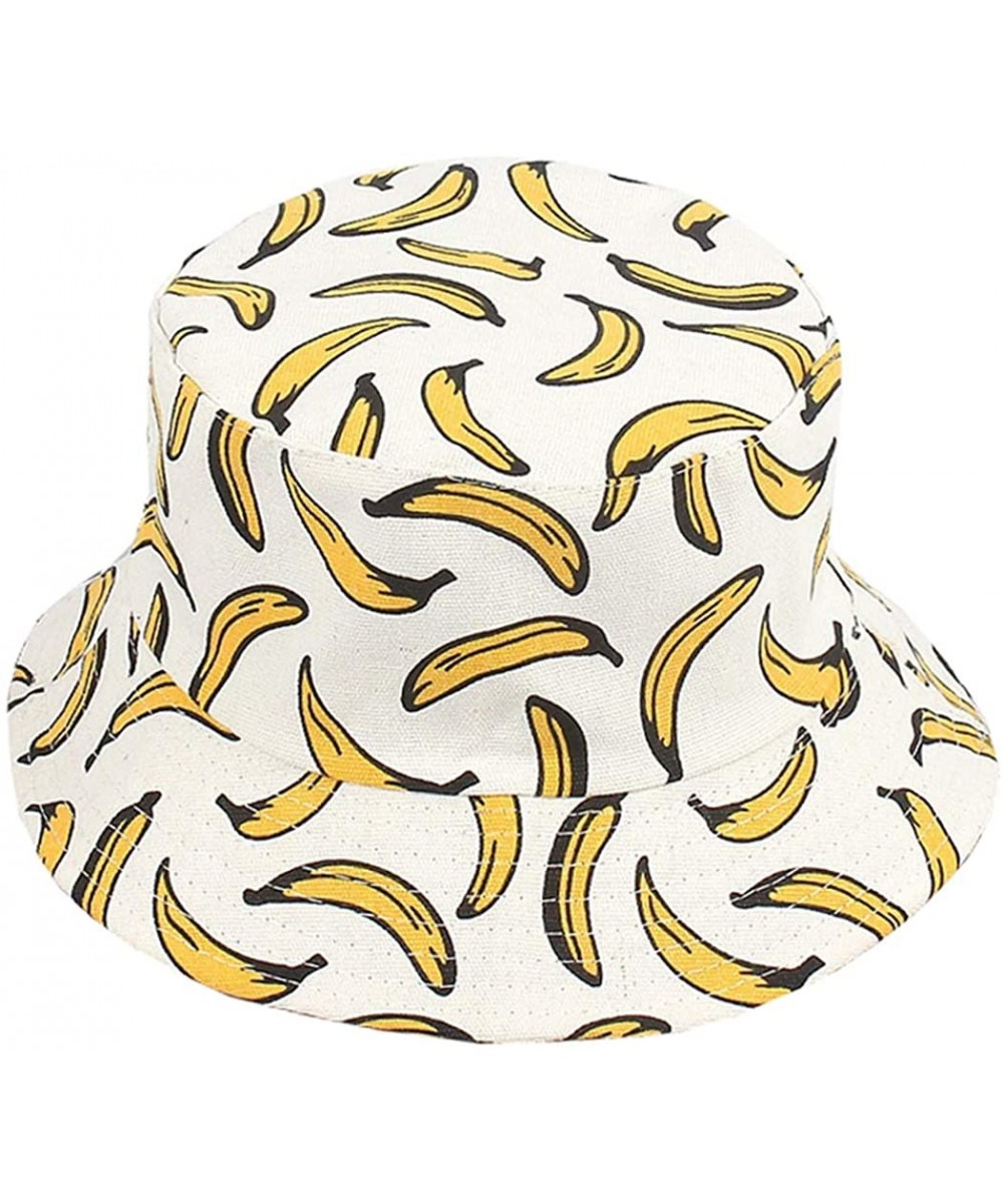 Bucket Hats Banana Bucket Hat Packable - Fisherman Cap Cotton - White - C818RQ8UL80 $19.39
