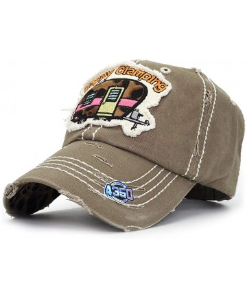 Baseball Caps Vintage Washed Distressed Patch Dad Hat Women Saying Baseball Cap - Khaki - C318XIN0CHX $26.00