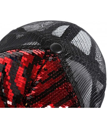 Baseball Caps Unisex Sequin Mesh Trucker Hat Baseball Cap Hip-hop Snapback Hat for Women/Men - Red Zebra Stripes - CN18RT4L3C...