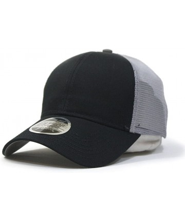 Baseball Caps Plain Two Tone Cotton Twill Mesh Adjustable Trucker Baseball Cap - Black/Gray - C71271M2AZ3 $23.41