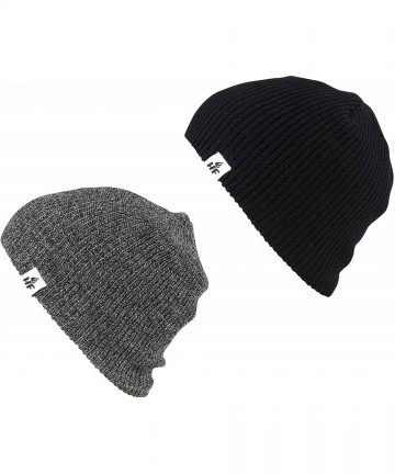 Skullies & Beanies Winter Beanies - Warm Knit Men's and Women's Snow Hats/Caps - Unisex Pack/Set of 2 - Heather Gray & Black ...