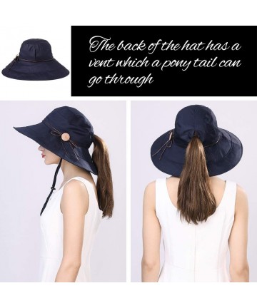 Sun Hats Bucket Cord Sun Summer Beach Hat Wide Brim for Women Foldable UPF 50+ - 91561_navy - CP196SINXAI $34.03