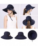 Sun Hats Bucket Cord Sun Summer Beach Hat Wide Brim for Women Foldable UPF 50+ - 91561_navy - CP196SINXAI $34.03