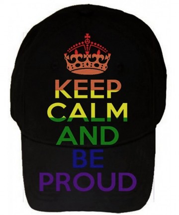 Baseball Caps Keep Calm and Be Proud Rainbow LGBT Gay Pride Black Adjustable Cap Hat - CC11GPCNNPX $22.78