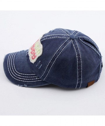 Baseball Caps Exclusives Hatsandscarf Washed Distressed Cotton Denim Ponytail Hat Adjustable Baseball Cap (BT-761) - CH18RK2Z...