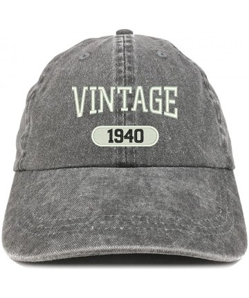 Baseball Caps Vintage 1940 Embroidered 80th Birthday Soft Crown Washed Cotton Cap - Black - CI180WUNUH7 $23.89