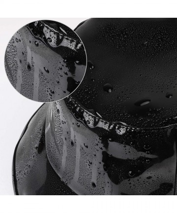 Rain Hats Women's Rain Hats Waterproof Rain Hat Wide Brim Bucket Hat Rain Cap - Black - CV18LX309Y8 $23.96