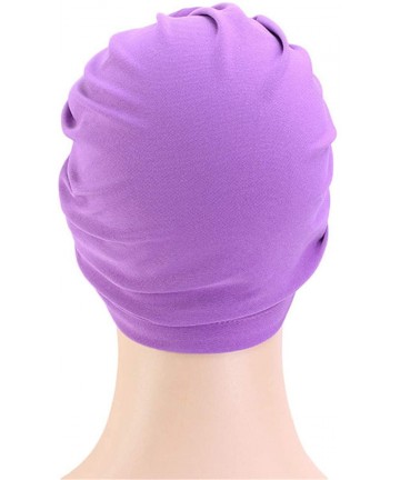 Skullies & Beanies Womens Big Flower Turban Beanie Elegant Cap Head Wrap Stretch Long Hair Scarf Headscarf - 441-beige - CH19...