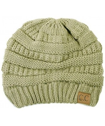 Skullies & Beanies Trendy Warm Chunky Soft Stretch Cable Knit Beanie Skull Cap Hat - New Sage - CF185R3DM4U $15.35
