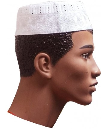 Baseball Caps White Kofia Hat African Embroidered Kufi Cap - CS185XDR84T $19.07