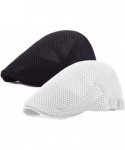 Newsboy Caps Men's Linen Duckbill Ivy Newsboy Hat Scally Flat Cap - A-black/White - C218SHQTEEX $23.81