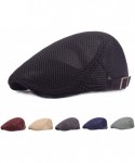 Newsboy Caps Men's Linen Duckbill Ivy Newsboy Hat Scally Flat Cap - A-black/White - C218SHQTEEX $23.81