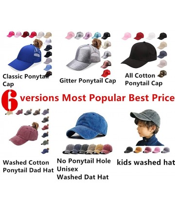 Baseball Caps NeuFashion Ponycap Messy High Bun Ponytail Adjustable Mesh Trucker Baseball Cap Hat for Women - Washed-dark Blu...