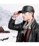 Newsboy Caps Winter Leather Cap with Earflap Military Cadet Army Flat Top Hat Outdoor - Black+brown 1 - C11860K4QLS $23.70
