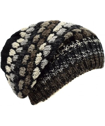 Skullies & Beanies Woolen Knitted Fleece Lined Multicoloured Beanie Hats - E - C412HROOLWL $41.00