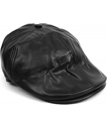 Newsboy Caps Men's Leather Fall/ Winter Ivy Cap - Black - C8187743OAT $14.48