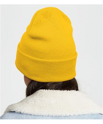 Skullies & Beanies Cuffed Beanie Knit Hat Skull Beanies Cap for Men Women (Yellow-38- One Size) - CG194CHS2O4 $24.98