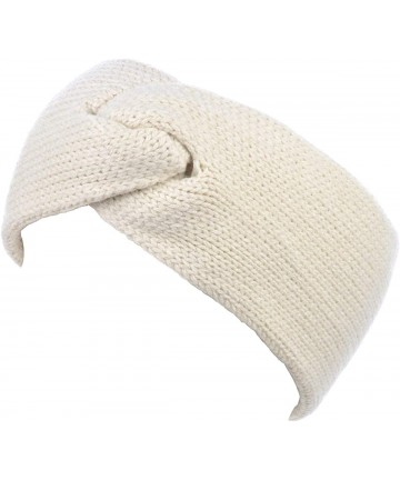 Cold Weather Headbands Women's Winter Chic Solid Knotted Crochet Knit Headband Turban Ear Warmer - Ivory - CT18IM29YYW $15.58