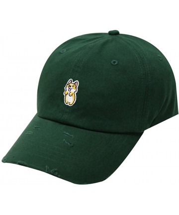 Baseball Caps Cute Welsi Corgi Cotton Baseball Dad Caps - Ripped Green Qv440 - C518CX4ORLW $16.36