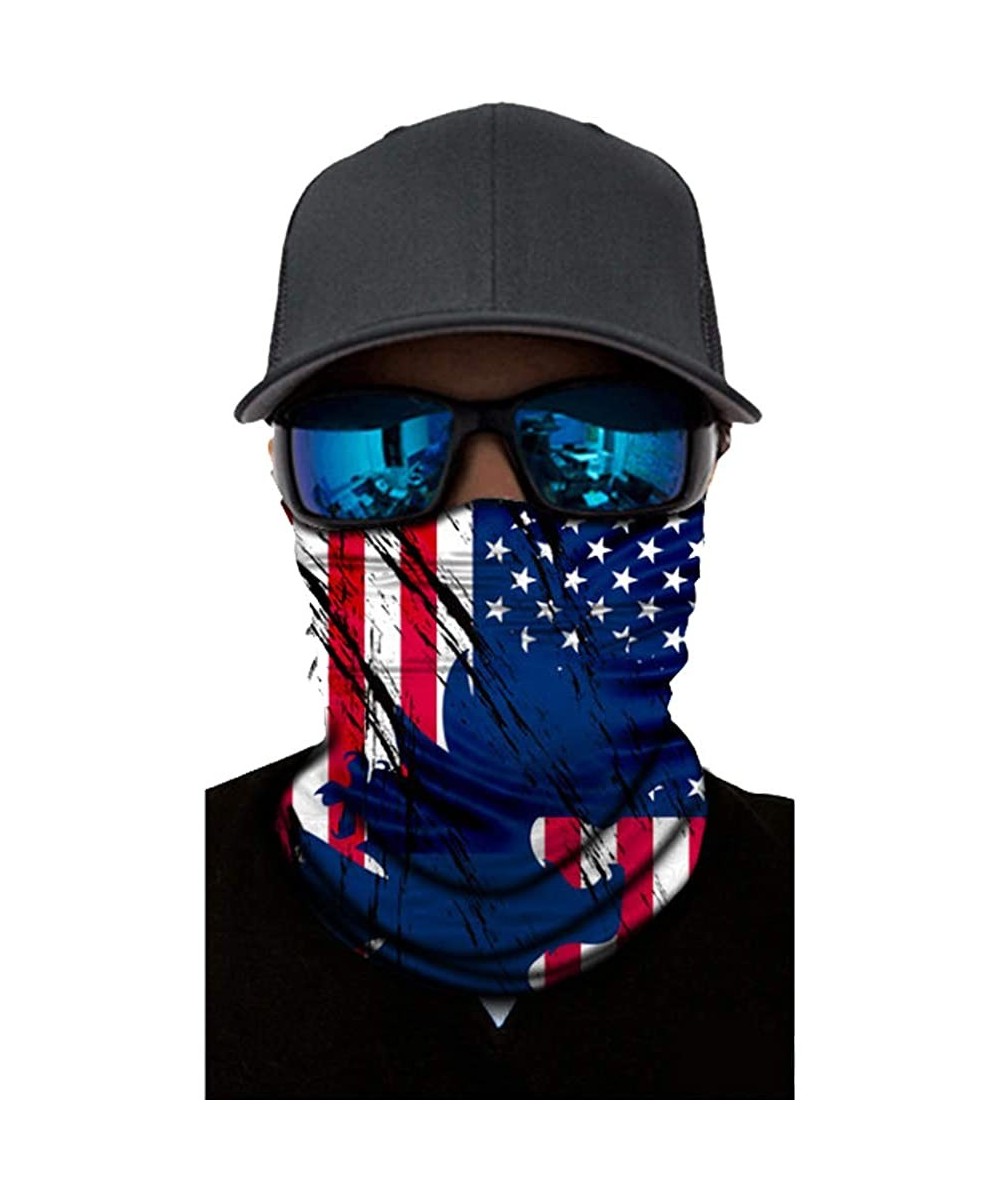 Balaclavas 3D Face Sun Mask Neck Gaiter Balaclava Headwear Bandana for Outwork - American Flag-3 - CN18EMT93LK $14.12