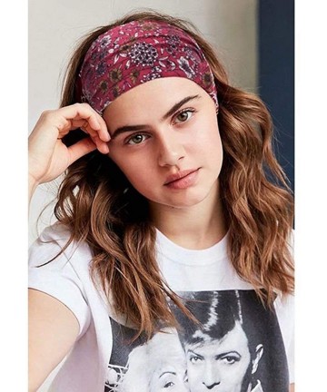 Headbands Yoga Headbands for Women Boho Headband Printed Wide Elastic Band Head Wrap Hair Bands Headwear Accessories - CB18UX...