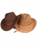 Fedoras Mens Wide Brim Straw Hat Fedora Panama Summer Beach Sun Hat UPF - B-brown - CQ18SUHHY9E $22.35