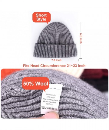 Skullies & Beanies Swag Wool Knit Cuff Short Fisherman Beanie for Men Women- Winter Warm Hats - C218YYANYZQ $18.64