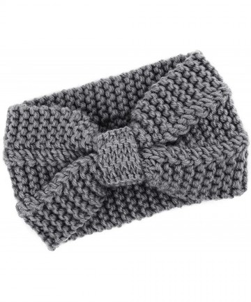 Headbands Women Knitted Bow Headband Crochet Hairband Winter Ear Warmer Headwrap (N77) - Dark Gray - CZ120HT2VGV $33.46