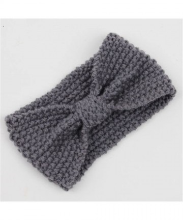 Headbands Women Knitted Bow Headband Crochet Hairband Winter Ear Warmer Headwrap (N77) - Dark Gray - CZ120HT2VGV $33.46