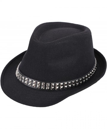 Fedoras Classic Boy's Trilby Short Brim Fedora Hat w/Hat Belt - Paillette Belt - CK18HC7M4CZ $15.95