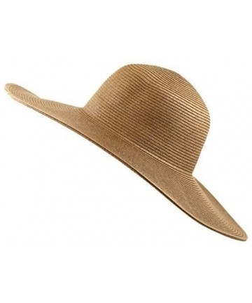 Sun Hats Women's Large Wide Brim Floppy Beach Sun Visor Shade Straw Hat Cap - Brown - C012HTUPE5L $24.59