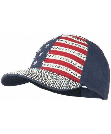 Baseball Caps USA Bling Baseball Cap- Sparkle Rhinestone American Flag Hat- Adjustable Size - Navy - C9183XLGAZG $20.76