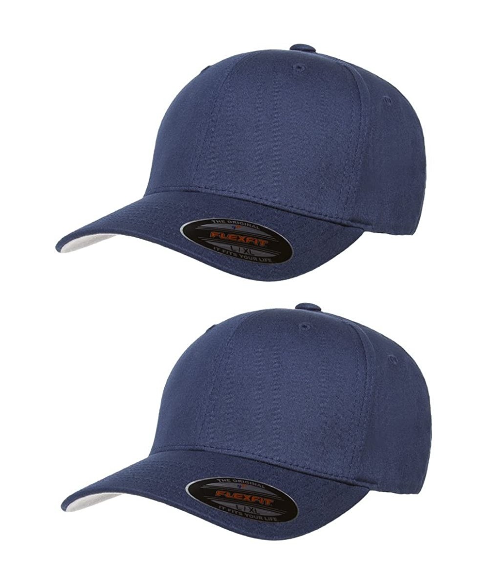 Baseball Caps 2-Pack Premium Original Cotton Twill Fitted Hat w/THP No Sweat Headliner Bundle Pack - Navy - CE185G5YE3R $38.13