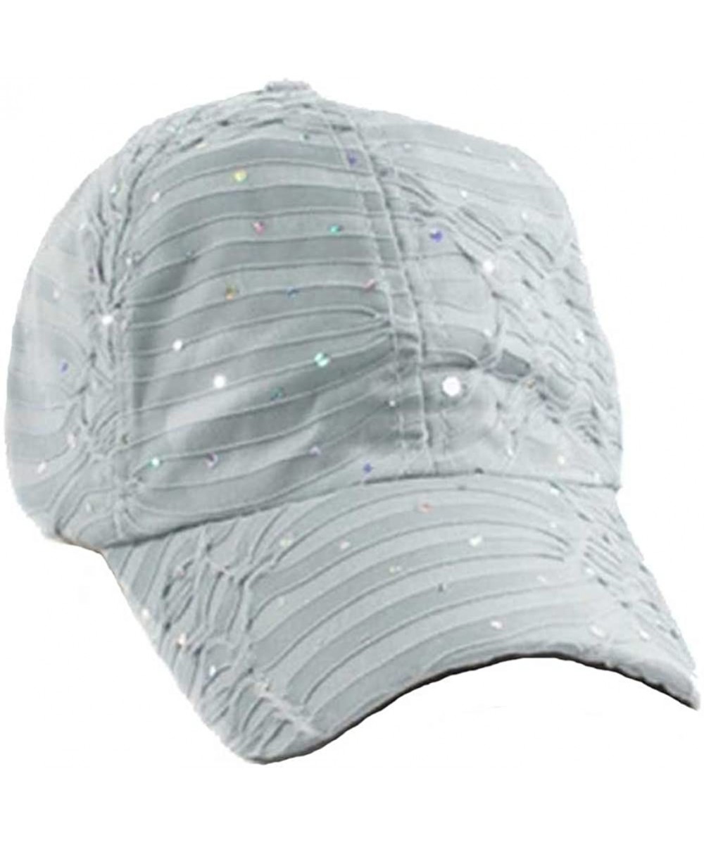 Baseball Caps Rhinestone Glitter Sequin Baseball Cap Hat Adjustable - Gray - CA11WG9RIR3 $24.20