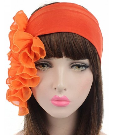 Headbands Womens Wrap Cap Flower Chemo Hat Beanie Scarf Turban Headband - Orange - CE18INUR2OZ $11.15