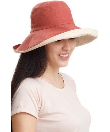 Sun Hats Sun Hats Women Bucket Floppy Cotton Hat Wide Brim Summer Beach Caps Packable UV UPF 50+ - Caramel - C718OSW0C3G $25.63
