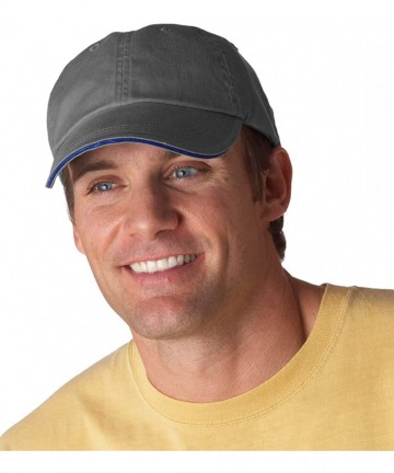 Baseball Caps Solid Low-Profile Sandwich Trim Pigment-Dyed Twill Cap (166) - Coal/ Navy - CE1128RN0WZ $12.27