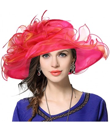 Sun Hats Women Church Derby Hats Tea Party Bridal Dress Wedding Hat - Rose - CB12N4W2SU1 $33.84