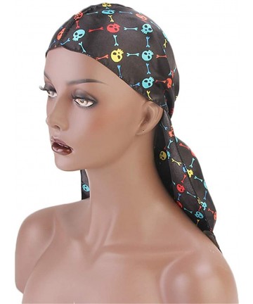Skullies & Beanies Print Silky Durags Turban Silk Du Rag Waves Caps Headwear Do Doo Rag for Women Men - Tjm-05k-4 - CF197UXLX...