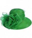 Bucket Hats Lady Derby Dress Church Cloche Hat Bow Bucket Wedding Bowler Hats - Green - C712NGDVN7B $52.89