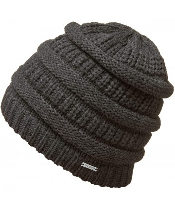 Skullies & Beanies Knitted Beanie Hat for Women & Men - Deliciously Soft Chunky Beanie - Charcoal - CV18N0MXOGA $15.55