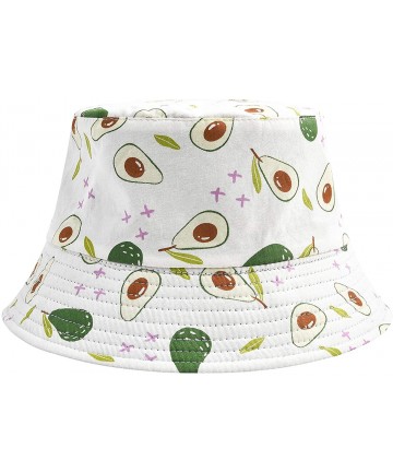 Bucket Hats Unisex Cute Print Bucket Hat Summer Fisherman Cap - White Avocado - C31948KOROM $18.14