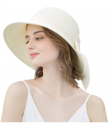 Sun Hats Womens Straw Sun Hats Wide Brim Foldable Beach Hats UV UPF 50+ Summer Sun Travel Hat for Women - C7196H93CR2 $30.75