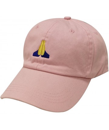Baseball Caps Pray Emoji Cotton Baseball Cap Dad Hats - Pink - C712JQZSO0T $18.24