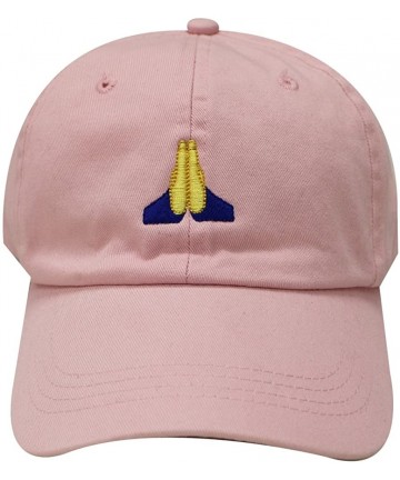 Baseball Caps Pray Emoji Cotton Baseball Cap Dad Hats - Pink - C712JQZSO0T $18.24