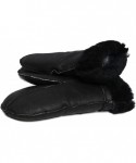 Skullies & Beanies Unisex Soft Thick 100% Sheepskin Leather Black Mittens Ideal for Winter - Black Fur - C918KSEGA00 $45.30